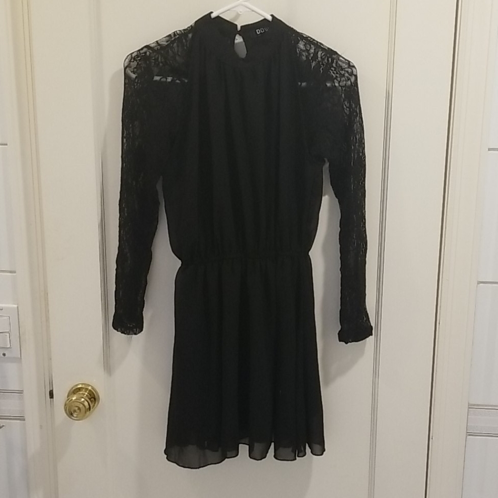 Black Lace Sleeve Dress